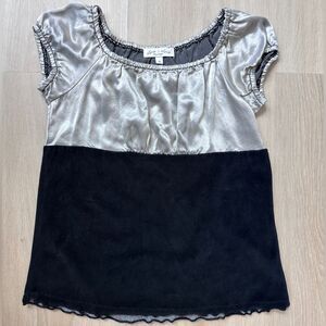 Luna Luna Copenhagen Velvet Satin Top, Black and Silver, Soze 12